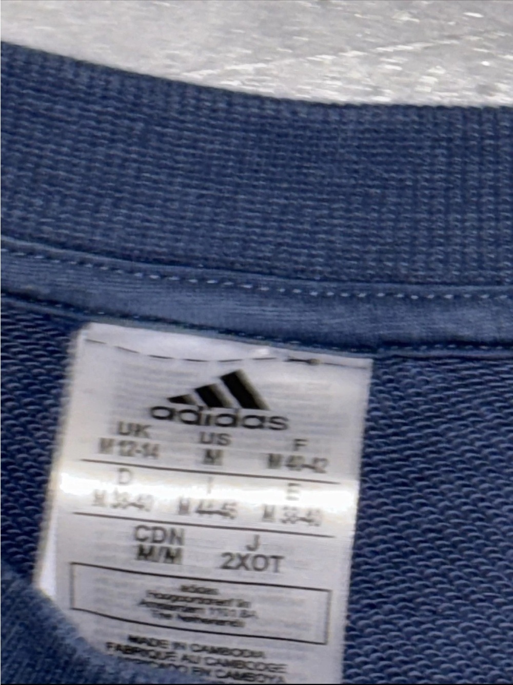 Adidas Essentials Colorblock Sweatshirt Navy Blue Pink Spell Out Logo Woman’s M - Picture 3 of 8